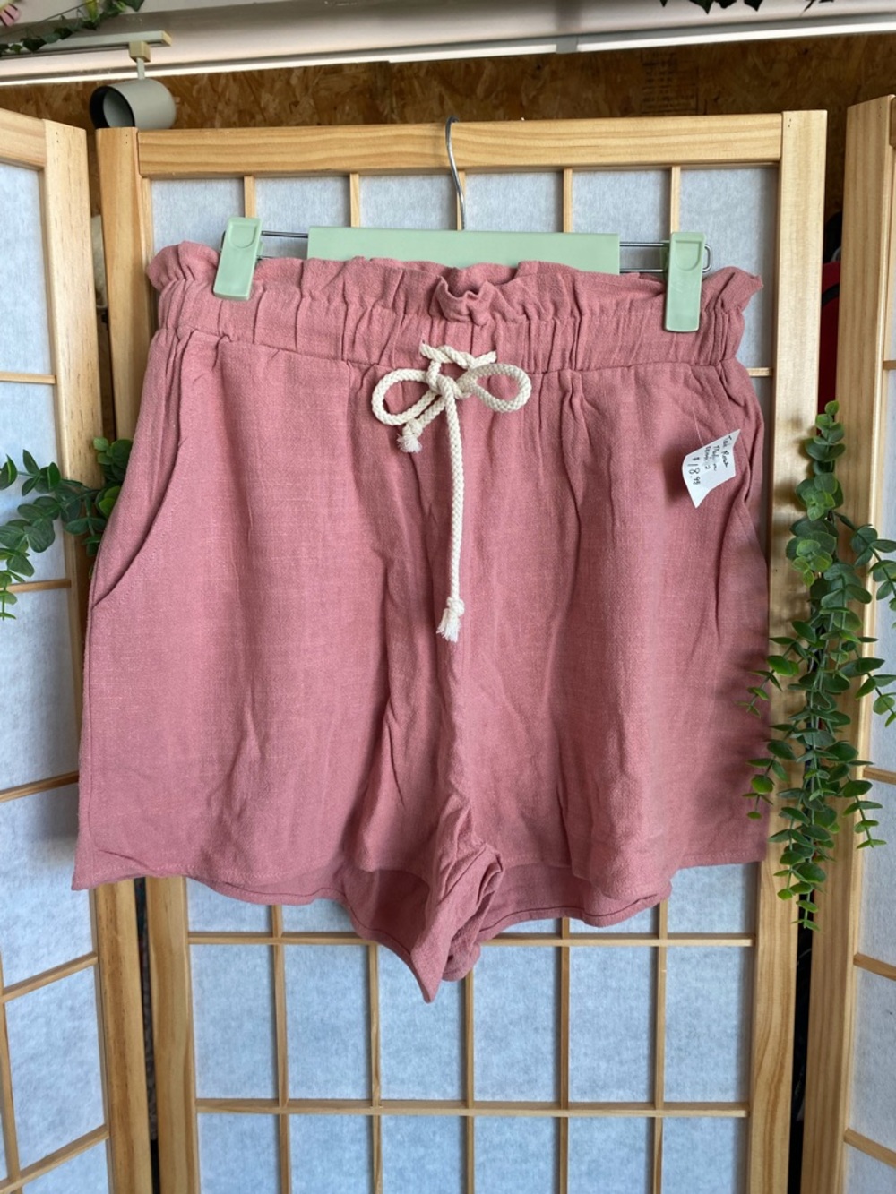 Casual Drawstring Women's Shorts - Dusty Rose